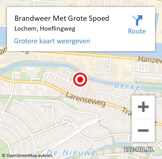 Locatie op kaart van de 112 melding: Brandweer Met Grote Spoed Naar Lochem, Hoeflingweg op 7 juli 2016 20:32