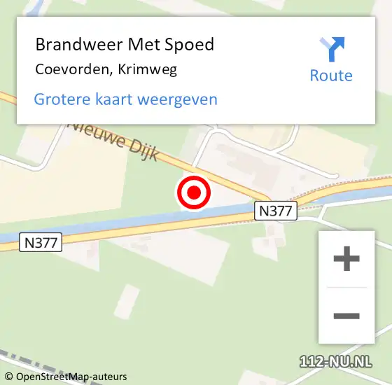 Locatie op kaart van de 112 melding: Brandweer Met Spoed Naar Coevorden, Krimweg op 7 juli 2016 20:46