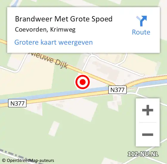 Locatie op kaart van de 112 melding: Brandweer Met Grote Spoed Naar Coevorden, Krimweg op 7 juli 2016 20:46