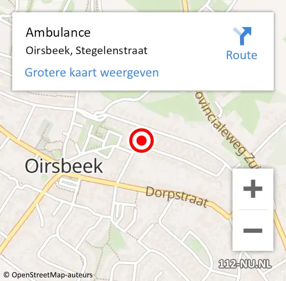 Locatie op kaart van de 112 melding: Ambulance Oirsbeek, Stegelenstraat op 16 september 2013 17:13