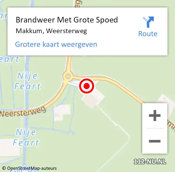 Locatie op kaart van de 112 melding: Brandweer Met Grote Spoed Naar Makkum, Weersterweg op 7 juli 2016 21:26