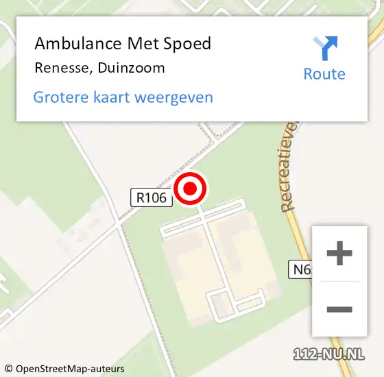 Locatie op kaart van de 112 melding: Ambulance Met Spoed Naar Renesse, Duinzoom op 7 juli 2016 21:48