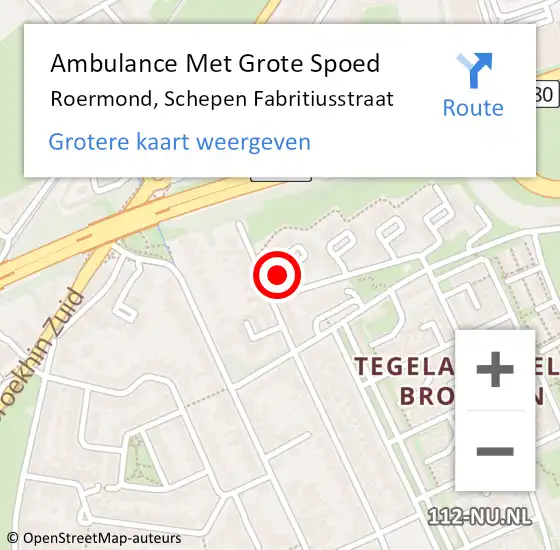 Locatie op kaart van de 112 melding: Ambulance Met Grote Spoed Naar Roermond, Schepen Fabritiusstraat op 7 juli 2016 22:01