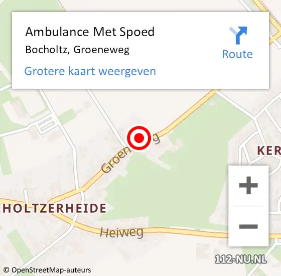 Locatie op kaart van de 112 melding: Ambulance Met Spoed Naar Bocholtz, Groeneweg op 20 december 2013 13:45