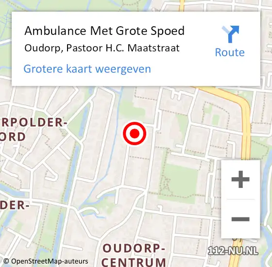 Locatie op kaart van de 112 melding: Ambulance Met Grote Spoed Naar Oudorp, Pastoor H.C. Maatstraat op 7 juli 2016 22:53