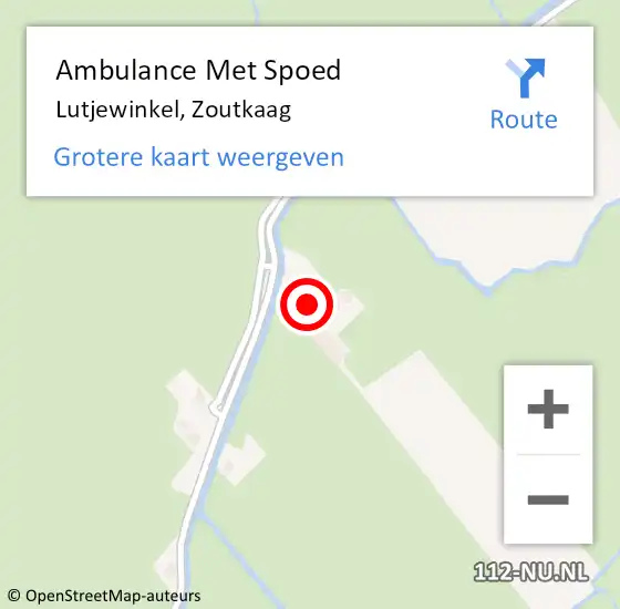 Locatie op kaart van de 112 melding: Ambulance Met Spoed Naar Lutjewinkel, Zoutkaag op 7 juli 2016 23:21