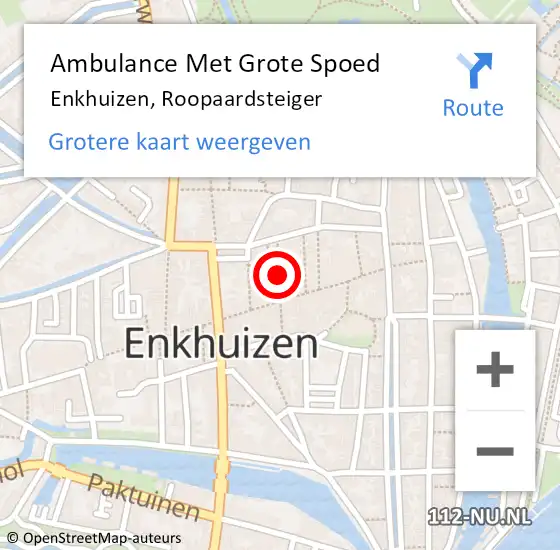 Locatie op kaart van de 112 melding: Ambulance Met Grote Spoed Naar Enkhuizen, Roopaardsteiger op 8 juli 2016 00:50