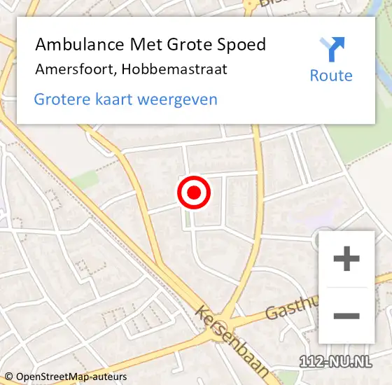 Locatie op kaart van de 112 melding: Ambulance Met Grote Spoed Naar Amersfoort, Hobbemastraat op 8 juli 2016 01:27