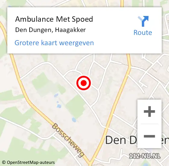 Locatie op kaart van de 112 melding: Ambulance Met Spoed Naar Den Dungen, Haagakker op 8 juli 2016 01:43