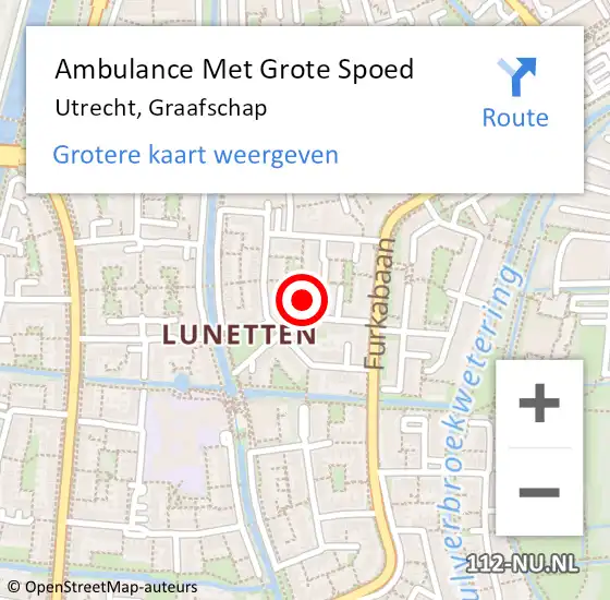 Locatie op kaart van de 112 melding: Ambulance Met Grote Spoed Naar Utrecht, Graafschap op 8 juli 2016 01:47