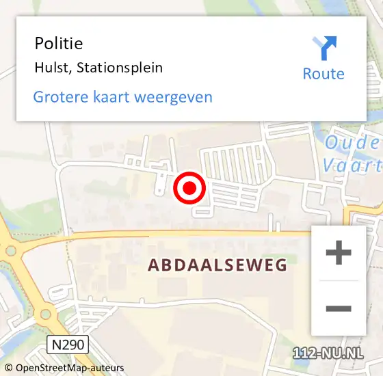 Locatie op kaart van de 112 melding: Politie Hulst, Stationsplein op 8 juli 2016 02:20