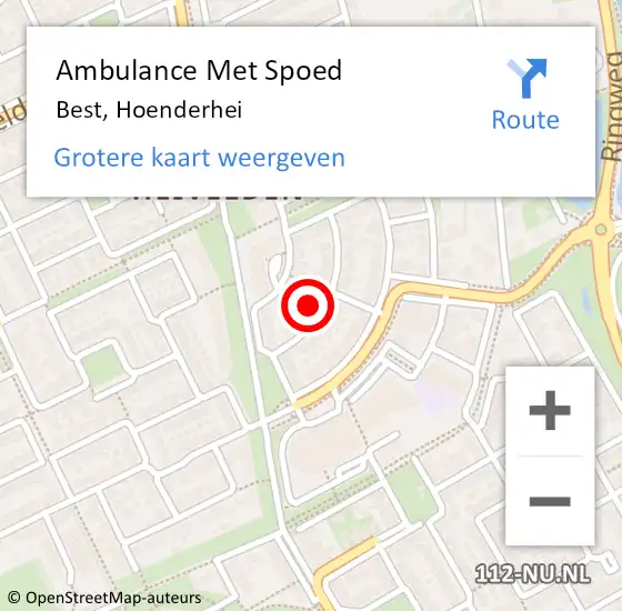 Locatie op kaart van de 112 melding: Ambulance Met Spoed Naar Best, Hoenderhei op 8 juli 2016 04:41