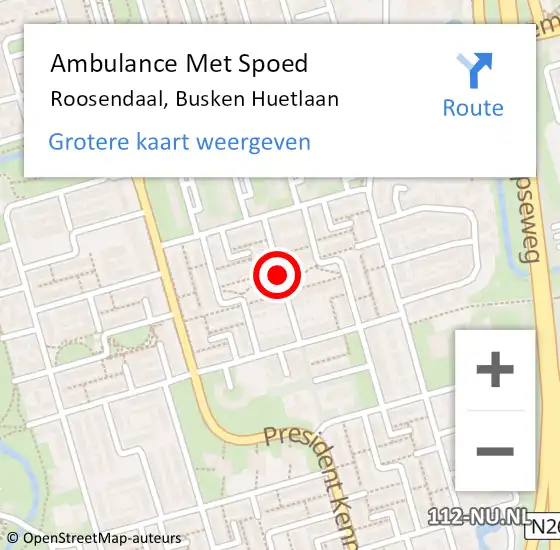 Locatie op kaart van de 112 melding: Ambulance Met Spoed Naar Roosendaal, Busken Huetlaan op 8 juli 2016 04:50