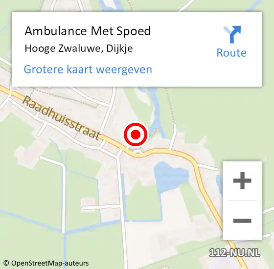 Locatie op kaart van de 112 melding: Ambulance Met Spoed Naar Hooge Zwaluwe, Dijkje op 8 juli 2016 07:12