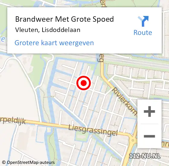 Locatie op kaart van de 112 melding: Brandweer Met Grote Spoed Naar Vleuten, Lisdoddelaan op 8 juli 2016 07:26