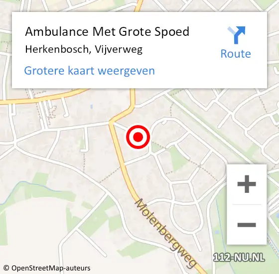 Locatie op kaart van de 112 melding: Ambulance Met Grote Spoed Naar Herkenbosch, Vijverweg op 8 juli 2016 07:35