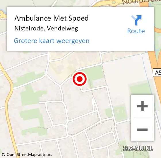 Locatie op kaart van de 112 melding: Ambulance Met Spoed Naar Nistelrode, Vendelweg op 8 juli 2016 08:03