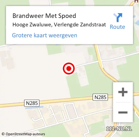 Locatie op kaart van de 112 melding: Brandweer Met Spoed Naar Hooge Zwaluwe, Verlengde Zandstraat op 8 juli 2016 08:55