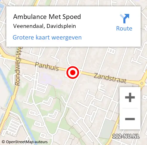 Locatie op kaart van de 112 melding: Ambulance Met Spoed Naar Veenendaal, Davidsplein op 8 juli 2016 08:58