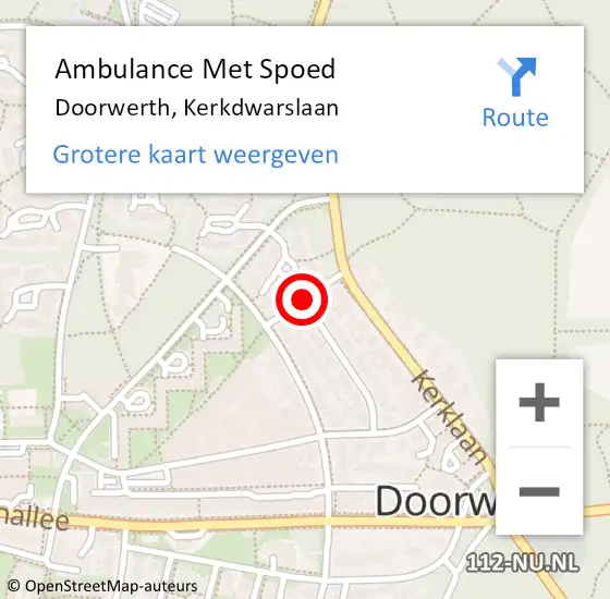 Locatie op kaart van de 112 melding: Ambulance Met Spoed Naar Doorwerth, Kerkdwarslaan op 8 juli 2016 08:58