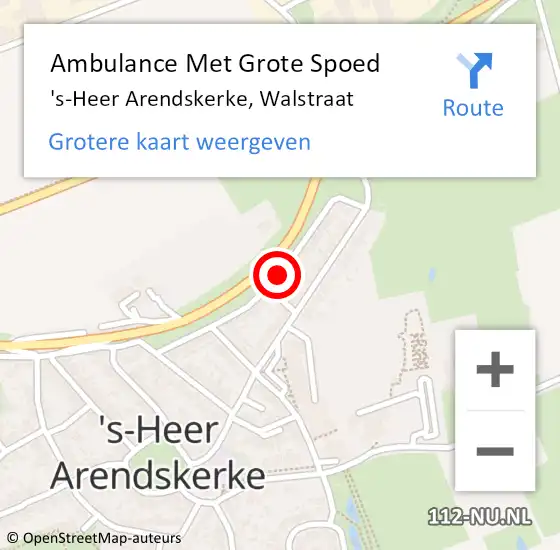 Locatie op kaart van de 112 melding: Ambulance Met Grote Spoed Naar 's-Heer Arendskerke, Walstraat op 8 juli 2016 09:48