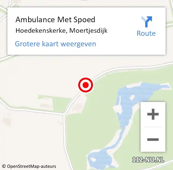 Locatie op kaart van de 112 melding: Ambulance Met Spoed Naar Hoedekenskerke, Moertjesdijk op 20 december 2013 14:12