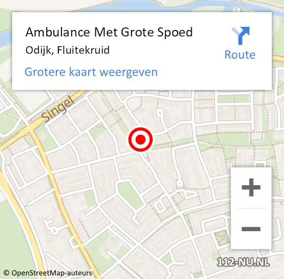 Locatie op kaart van de 112 melding: Ambulance Met Grote Spoed Naar Odijk, Fluitekruid op 8 juli 2016 10:34