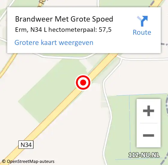 Locatie op kaart van de 112 melding: Brandweer Met Grote Spoed Naar Erm, N34 L hectometerpaal: 57,5 op 8 juli 2016 10:53