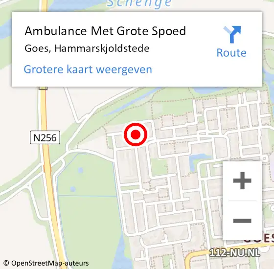 Locatie op kaart van de 112 melding: Ambulance Met Grote Spoed Naar Goes, Hammarskjoldstede op 8 juli 2016 12:31