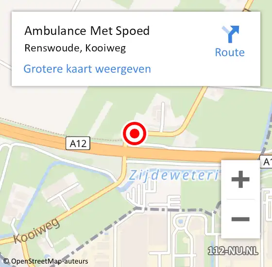 Locatie op kaart van de 112 melding: Ambulance Met Spoed Naar Renswoude, Kooiweg op 8 juli 2016 12:43