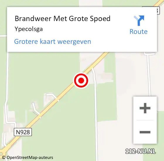 Locatie op kaart van de 112 melding: Brandweer Met Grote Spoed Naar Ypecolsga op 8 juli 2016 12:53