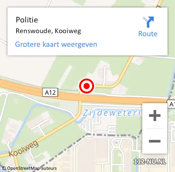 Locatie op kaart van de 112 melding: Politie Renswoude, Kooiweg op 8 juli 2016 13:03