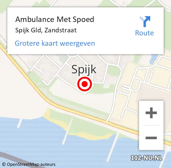 Locatie op kaart van de 112 melding: Ambulance Met Spoed Naar Spijk Gld, Zandstraat op 8 juli 2016 13:21