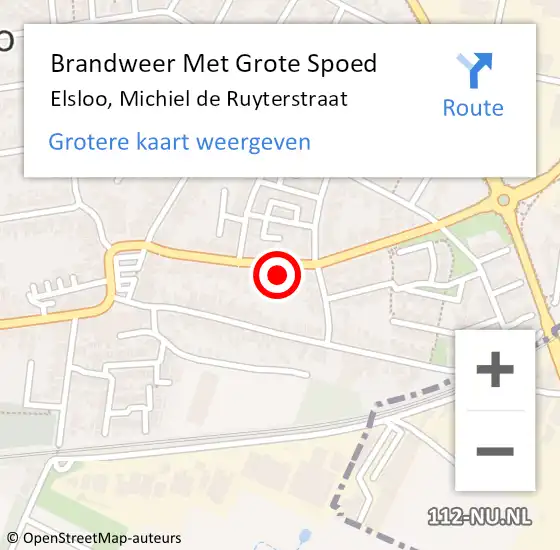 Locatie op kaart van de 112 melding: Brandweer Met Grote Spoed Naar Elsloo, Michiel de Ruyterstraat op 8 juli 2016 14:13