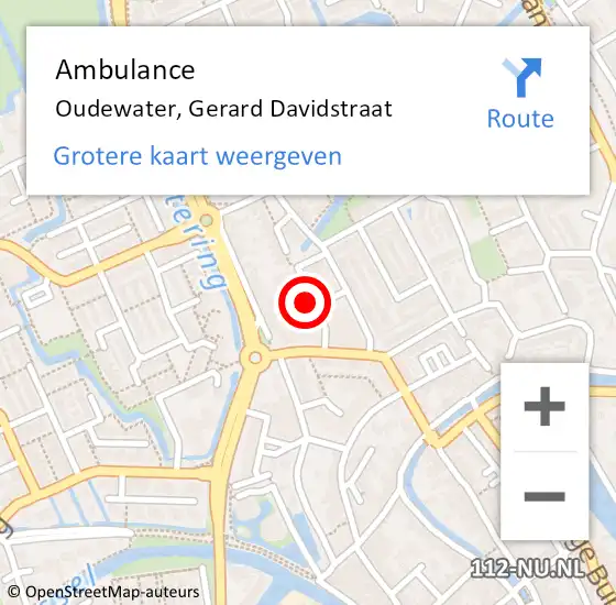 Locatie op kaart van de 112 melding: Ambulance Oudewater, Gerard Davidstraat op 20 december 2013 14:38