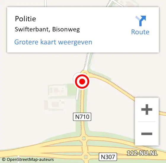 Locatie op kaart van de 112 melding: Politie Swifterbant, Bisonweg op 8 juli 2016 15:34