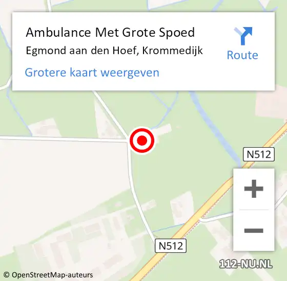 Locatie op kaart van de 112 melding: Ambulance Met Grote Spoed Naar Egmond aan den Hoef, Krommedijk op 8 juli 2016 15:53