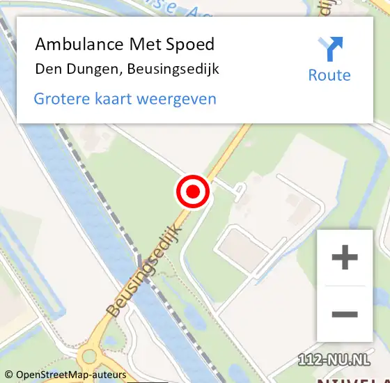 Locatie op kaart van de 112 melding: Ambulance Met Spoed Naar Den Dungen, Beusingsedijk op 8 juli 2016 16:19