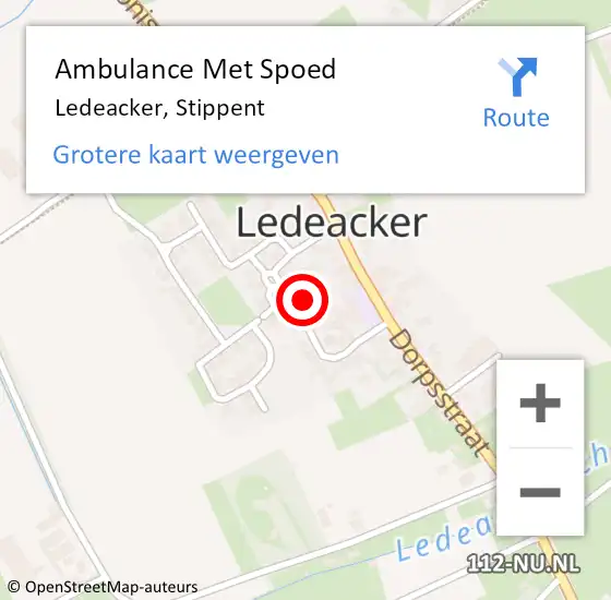 Locatie op kaart van de 112 melding: Ambulance Met Spoed Naar Ledeacker, Stippent op 8 juli 2016 17:27