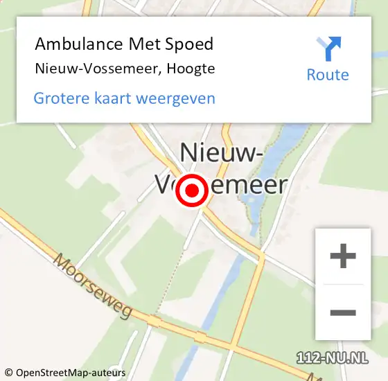 Locatie op kaart van de 112 melding: Ambulance Met Spoed Naar Nieuw-Vossemeer, Hoogte op 8 juli 2016 17:52