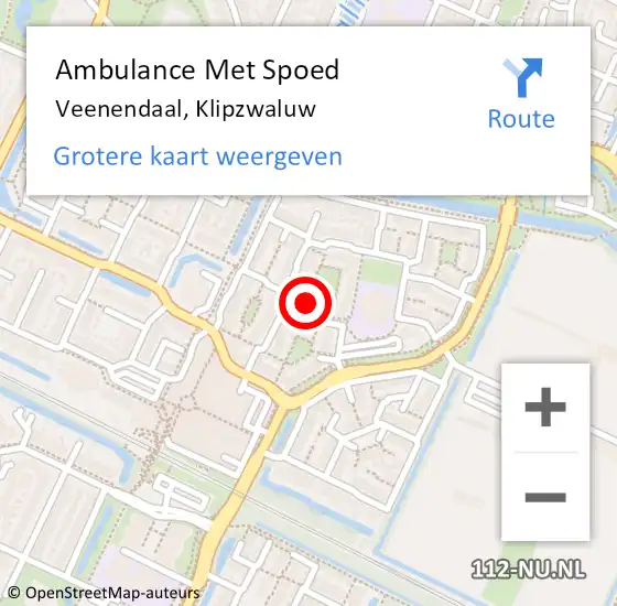 Locatie op kaart van de 112 melding: Ambulance Met Spoed Naar Veenendaal, Klipzwaluw op 8 juli 2016 18:01