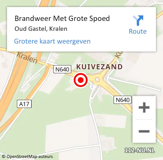 Locatie op kaart van de 112 melding: Brandweer Met Grote Spoed Naar Oud Gastel, Kralen op 8 juli 2016 18:28