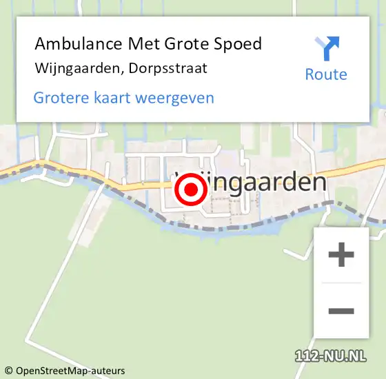 Locatie op kaart van de 112 melding: Ambulance Met Grote Spoed Naar Wijngaarden, Dorpsstraat op 8 juli 2016 19:49