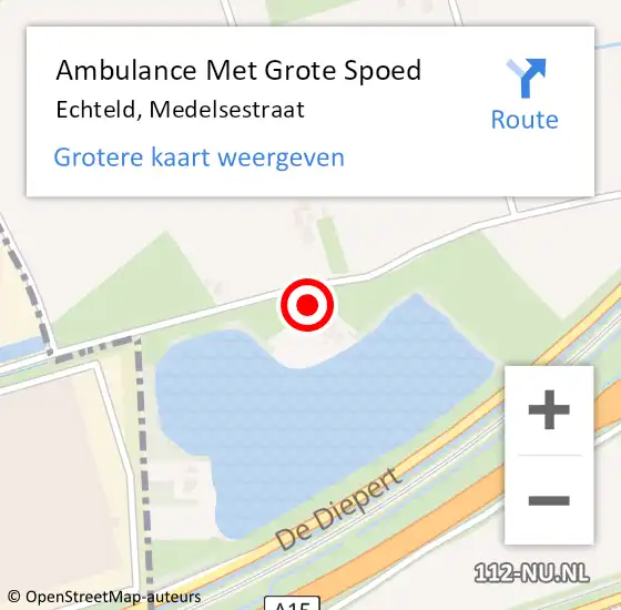 Locatie op kaart van de 112 melding: Ambulance Met Grote Spoed Naar Echteld, Medelsestraat op 8 juli 2016 20:13