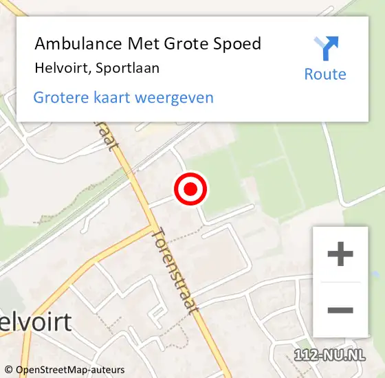 Locatie op kaart van de 112 melding: Ambulance Met Grote Spoed Naar Helvoirt, Sportlaan op 8 juli 2016 20:29