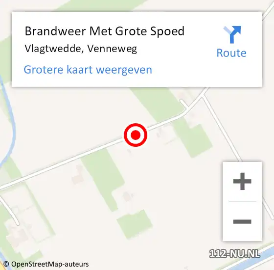 Locatie op kaart van de 112 melding: Brandweer Met Grote Spoed Naar Vlagtwedde, Venneweg op 8 juli 2016 20:46