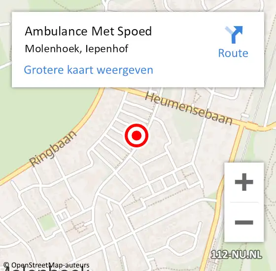 Locatie op kaart van de 112 melding: Ambulance Met Spoed Naar Molenhoek, Iepenhof op 20 december 2013 15:04