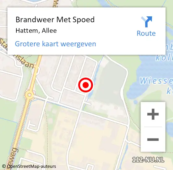 Locatie op kaart van de 112 melding: Brandweer Met Spoed Naar Hattem, Allee op 8 juli 2016 21:25