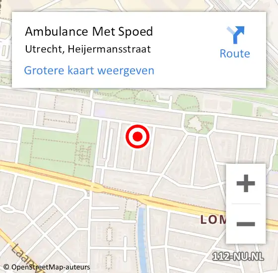 Locatie op kaart van de 112 melding: Ambulance Met Spoed Naar Utrecht, Heijermansstraat op 8 juli 2016 21:37