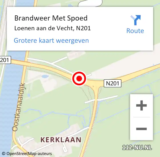 Locatie op kaart van de 112 melding: Brandweer Met Spoed Naar Loenen aan de Vecht, N201 op 8 juli 2016 22:20